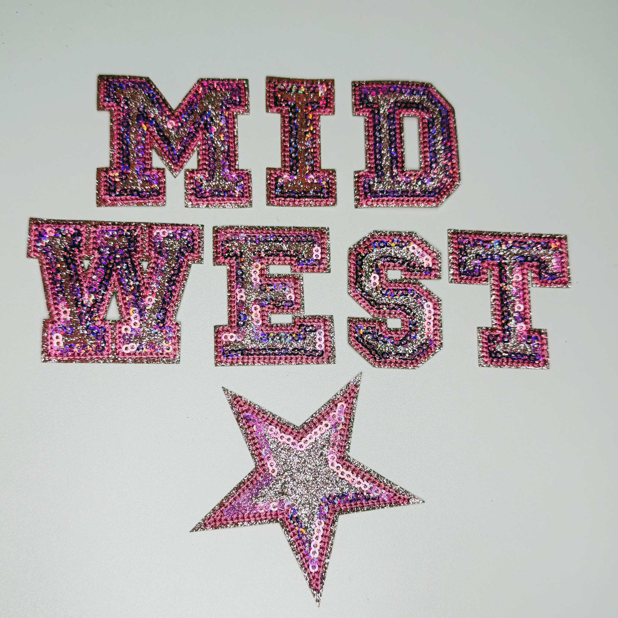 TEELUX - Wholesale Patch - 2" Glitter Sequin Letters  -  Embroidered Hat Patch2