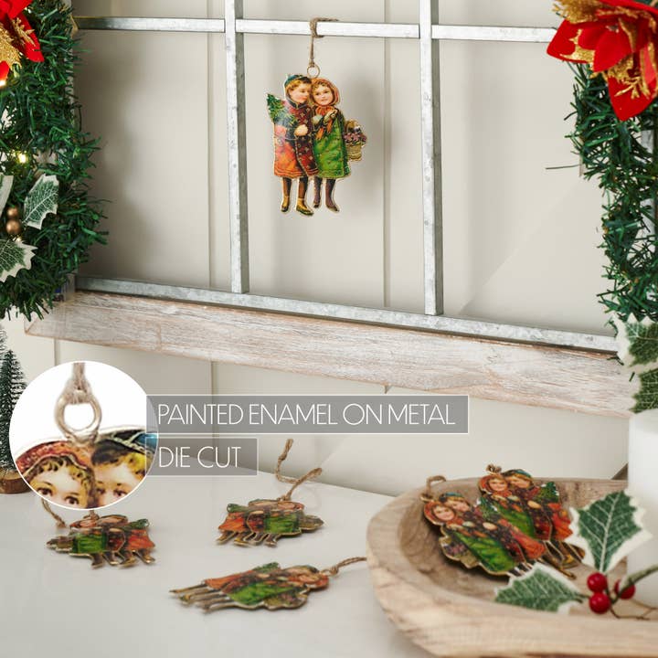 VHC Brands - Wholesale Ornament - Winter Nostalgia Metal Ornament Set of 6 - 4.25 inch1