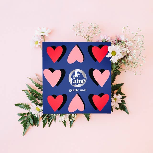 GRATTE MOI papeterie - Wholesale Valentine's Day Card - “I love you” Valentine's Day square scratch card2