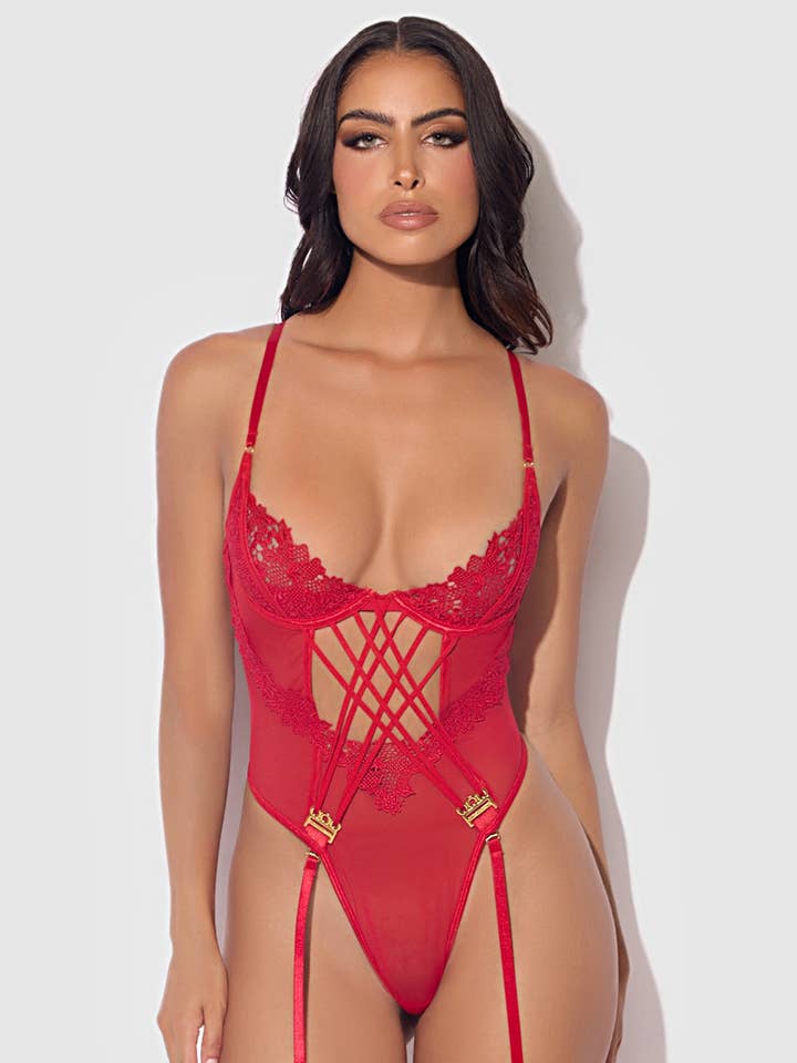 House of Desire - Wholesale Lingerie Bodysuit - Women's - ASHLEY ALEXISS LACE TEDDY