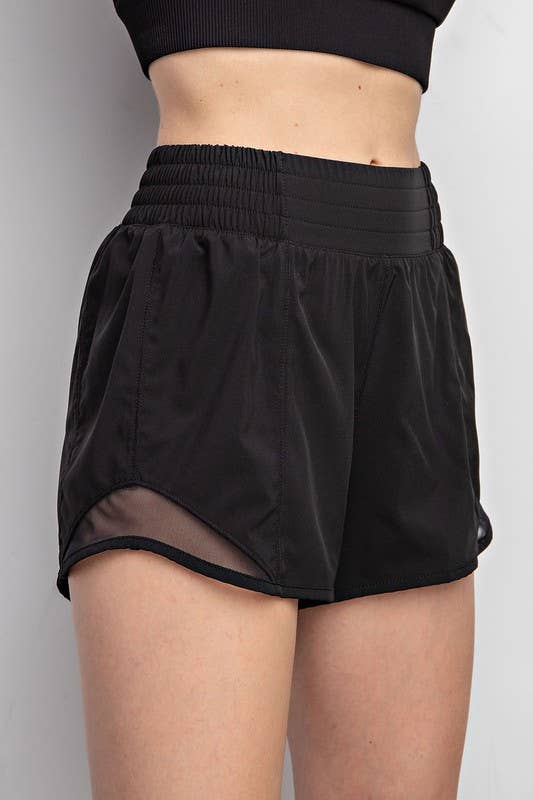 Sunday Morning - Vente Short de sport – femme - Shorts à taille smockée avec empiècement en mesh sur les côtés0