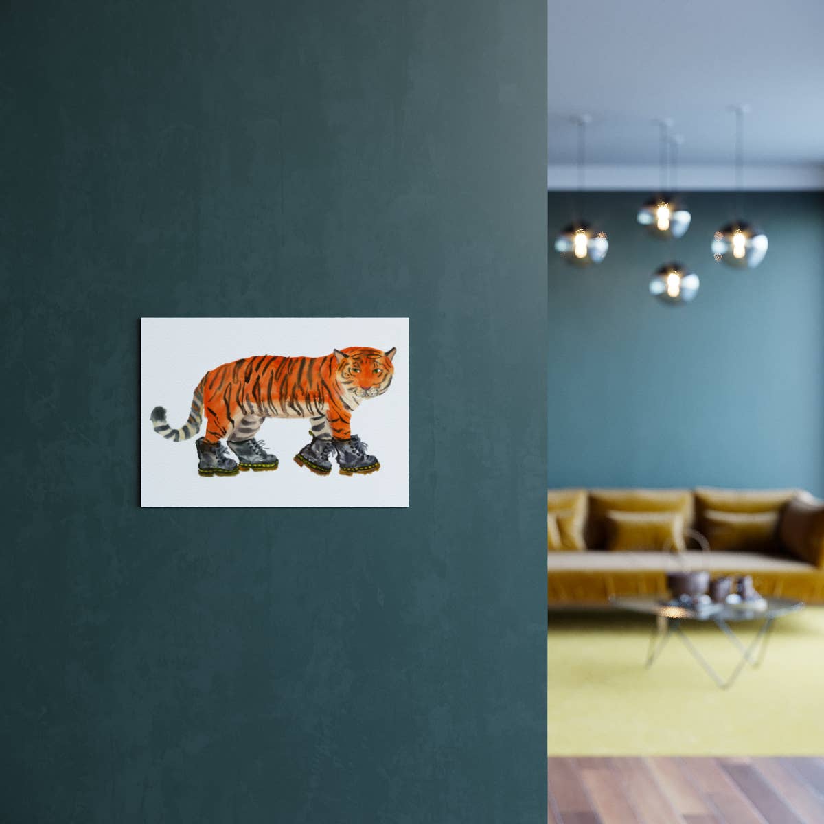 Rosie Webb illustrations - Wholesale Art Print - Tiger in boots  Giclee Print GP01171