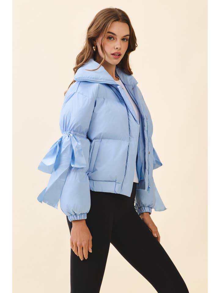 TCEC - Wholesale Puffer Jacket - Women's - CJ6480-Puffer Jacket With Bow Knot Elbow String1