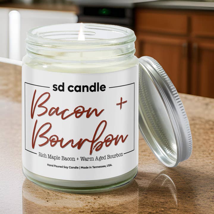 Bacon & Bourbon - 16oz ren soja ljus för wholesale av Silver Dollar Candleworks LLC