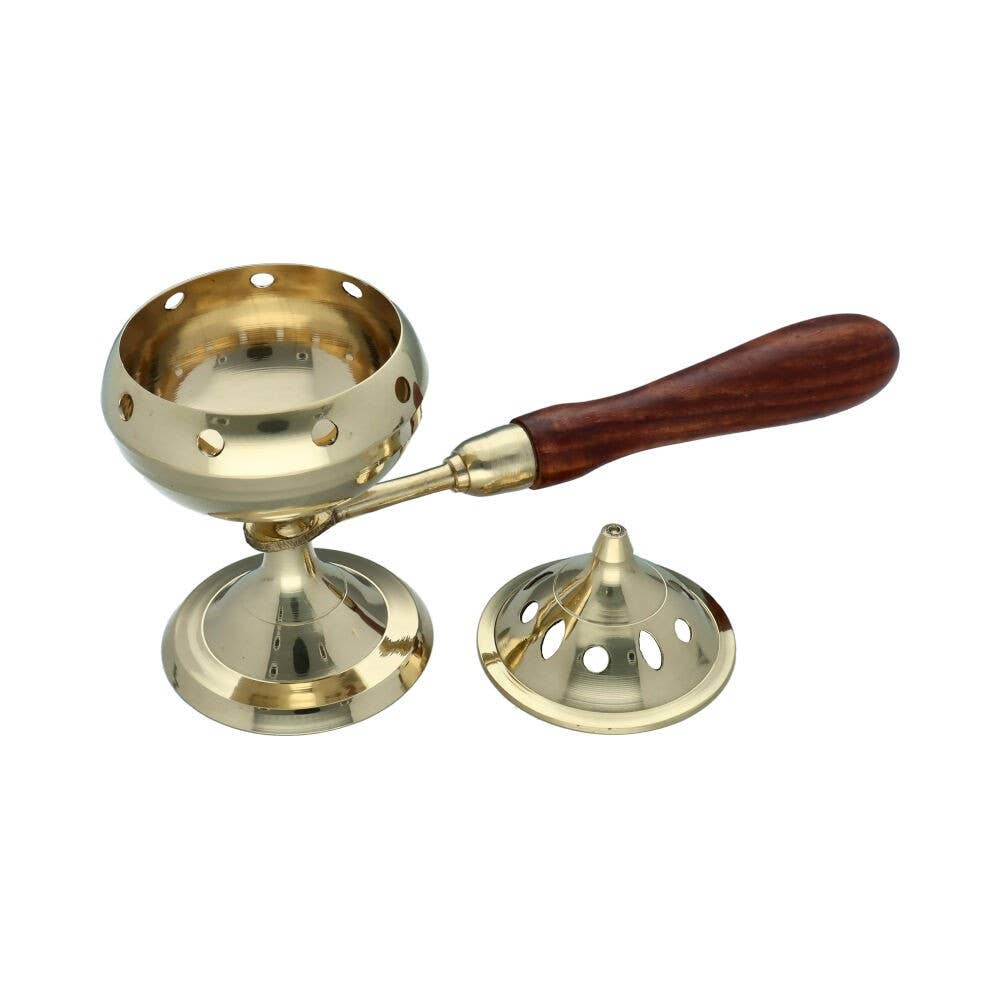 Vives de la Cortada S.L – Porta-incenso por atacado – Grande Incensário de Bronze com Cabo de Madeira (INB-539)1