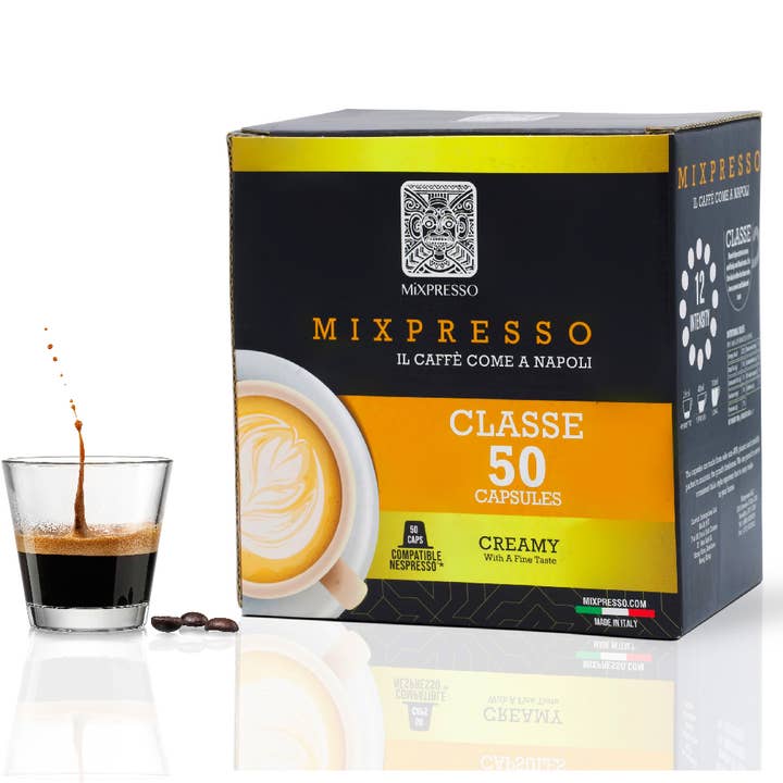 Mixpresso - Vente Cafés/expressos instantanés - Capsules de café expresso Mixpresso compatibles avec les machines Nespresso Original, dosettes de café individuelles, d'Italie, 50 dosettes d'expresso.