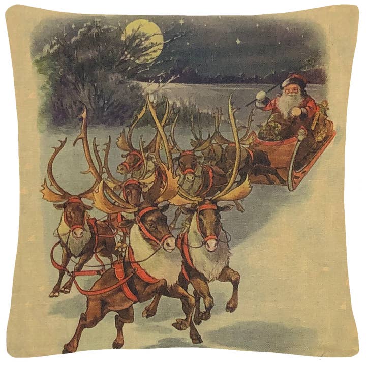 Almohada de Papá Noel & Trineo con inserto para venta al por mayor de Golden Hill Studio