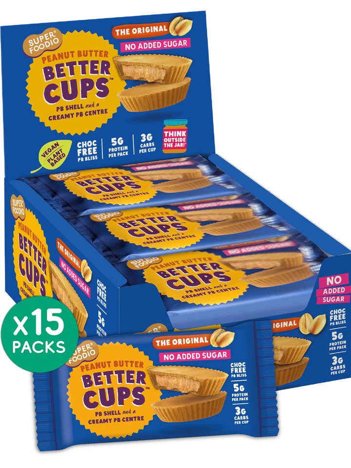 Peanut Butter Better Cups - No Added Sugar (30g x 15 packs) for wholesale by Superfoodio