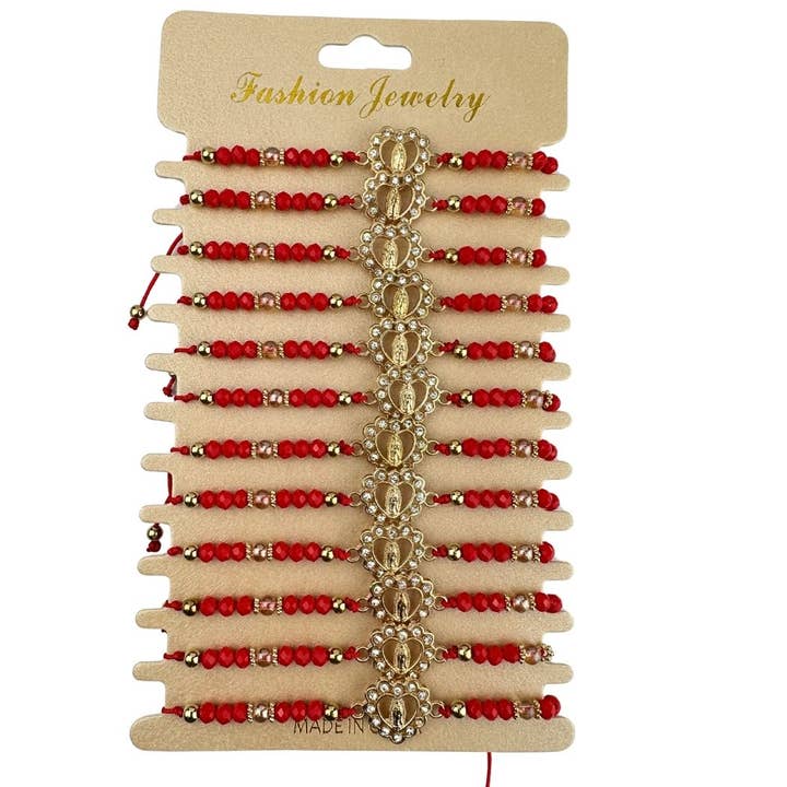 Guadalupe hjerteperlet justerbart stakarmbånd for engroshandel hos ZKY Wholesale