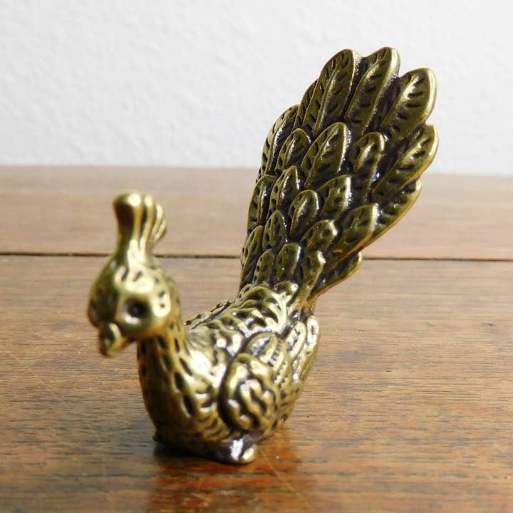 Brass Peacock Tail Up Figurine for wholesale by Superior Stones & Gifts INTL LLP