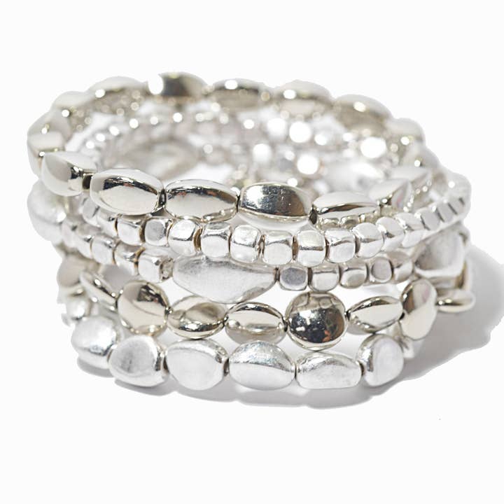 SOPHIA WHOLESALE - Wholesale Jewelry Set - Multi Layered Nugget Bead Stretch Bracelet
