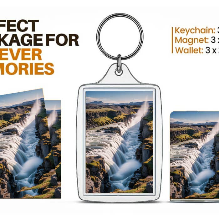 AB Crystal Collection - Wholesale Keychain - Unisex - Gullfoss Waterfall Souvenir Gift โ Iceland Nature Keepsake