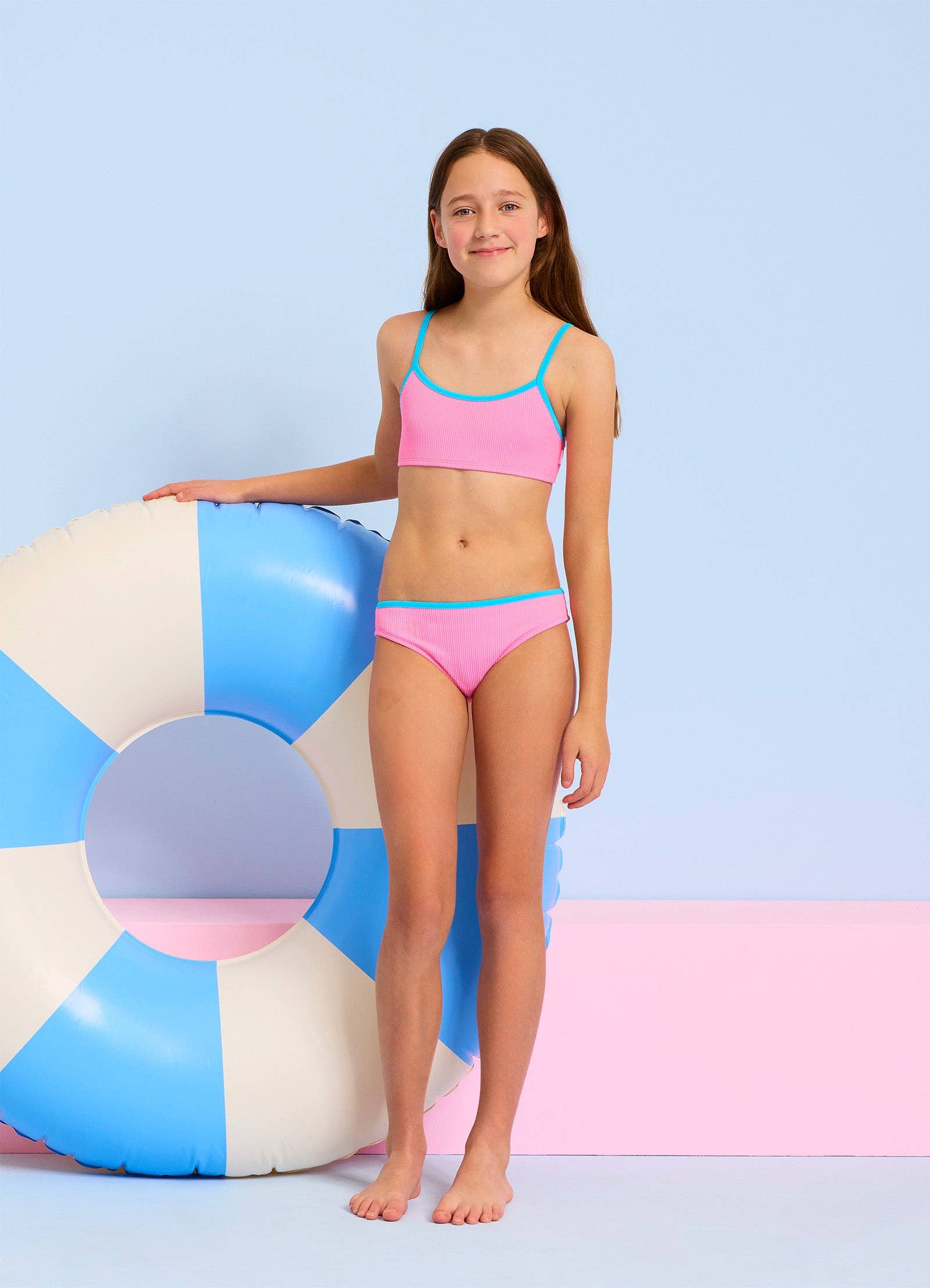 Textured Contrast Bikini - Flamingo for wholesale on Faire5