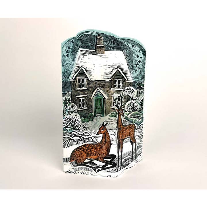 Art Angels - Wholesale Christmas Card - Hope Cottage Die-cut Card - Angela Harding1