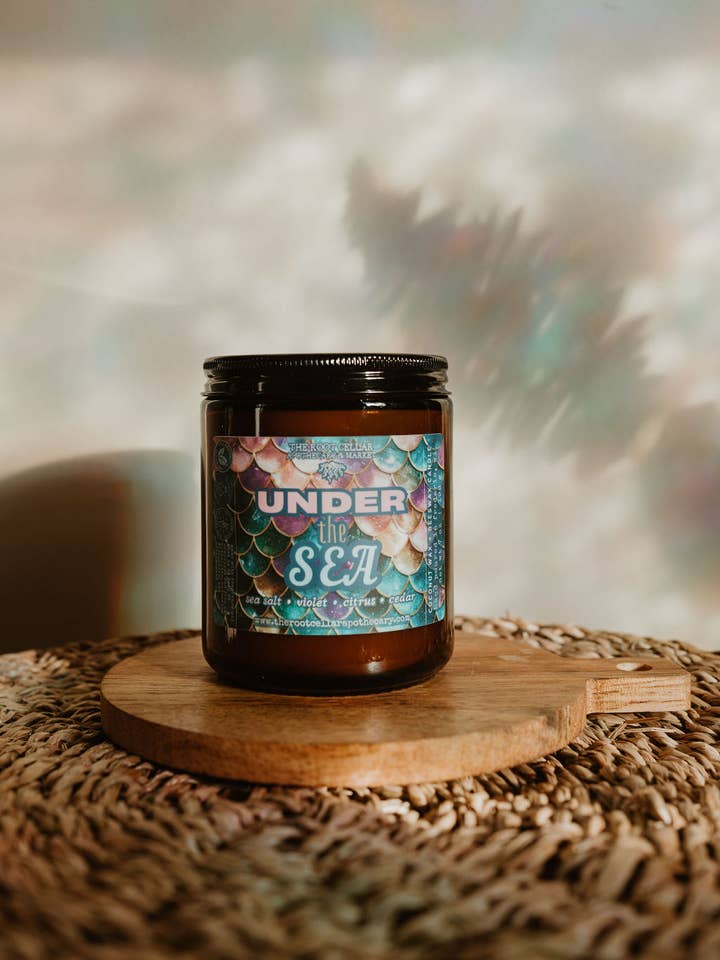 Under the Sea | Coconut + Beeswax Candle for wholesale by The Root Cellar Apothecary and Market