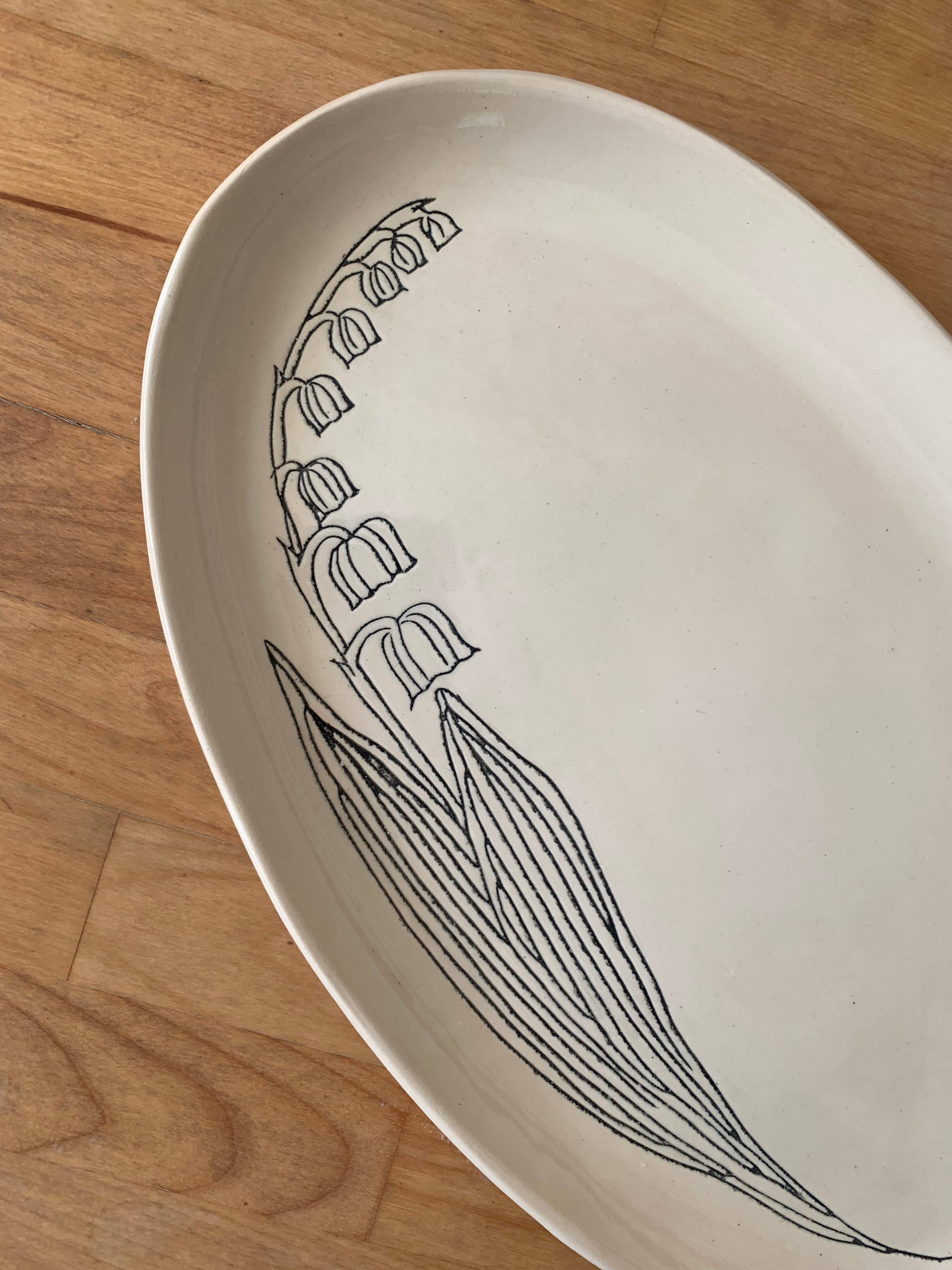 CSF Ceramics - Wholesale Platter - Oval Platter: Lily of the Valley1