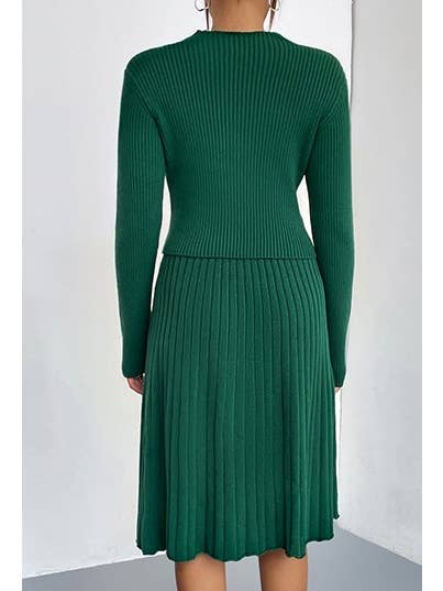 HIDDENBRAND - Wholesale Top & Skirt Set - Women's - Knitted Sweater Pleated Skirt Two-Piece Set2