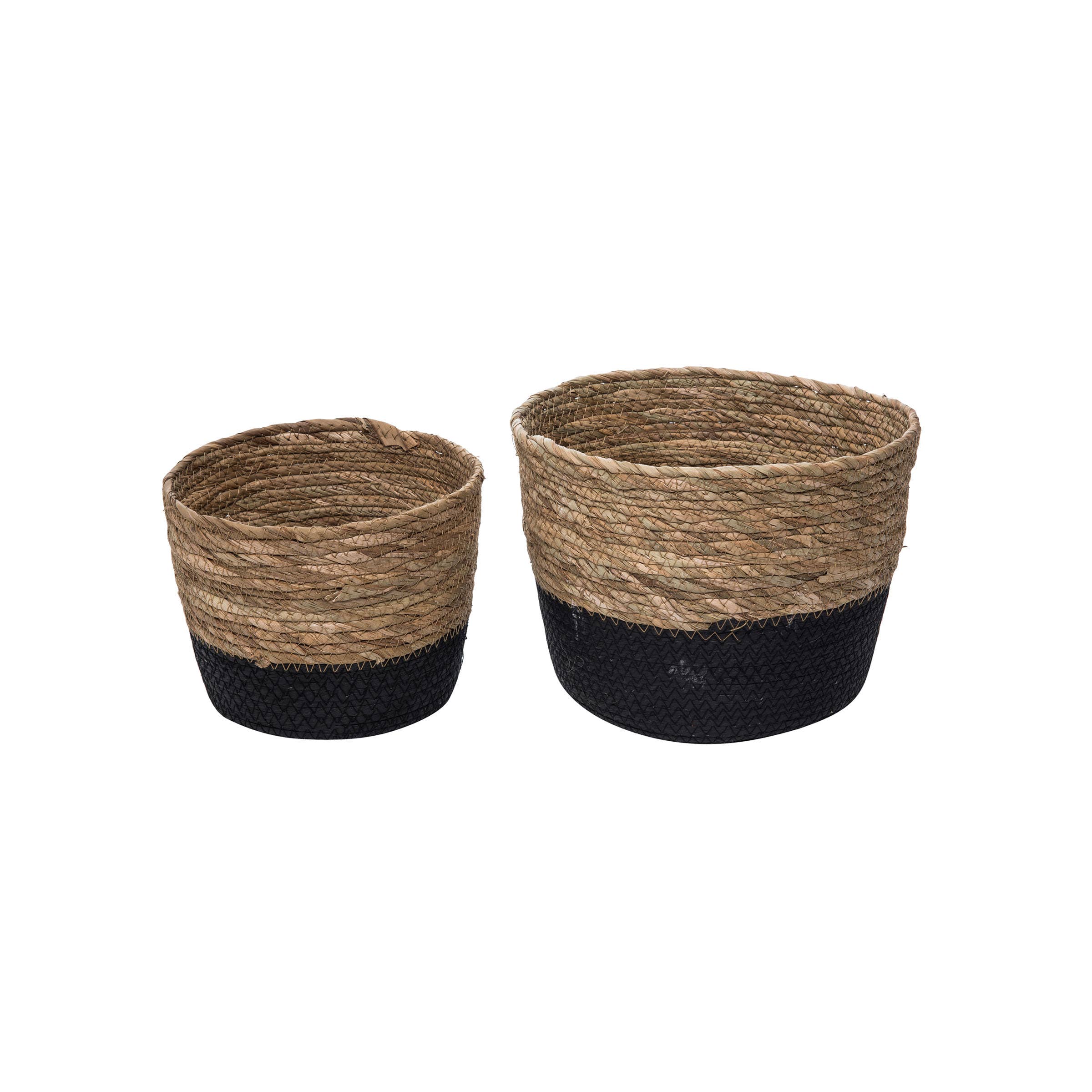 Foreside Home & Garden - Wholesale Basket - SALE - Aldis Set 2 Large Black & Cattail Storage Gift Basket4