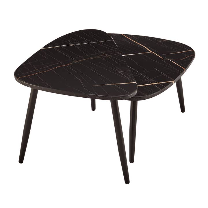 Danya B - Vente Tables basses - Ensemble de 2 tables basses semi-emboîtables ovales en forme de goutte d'Aurora21