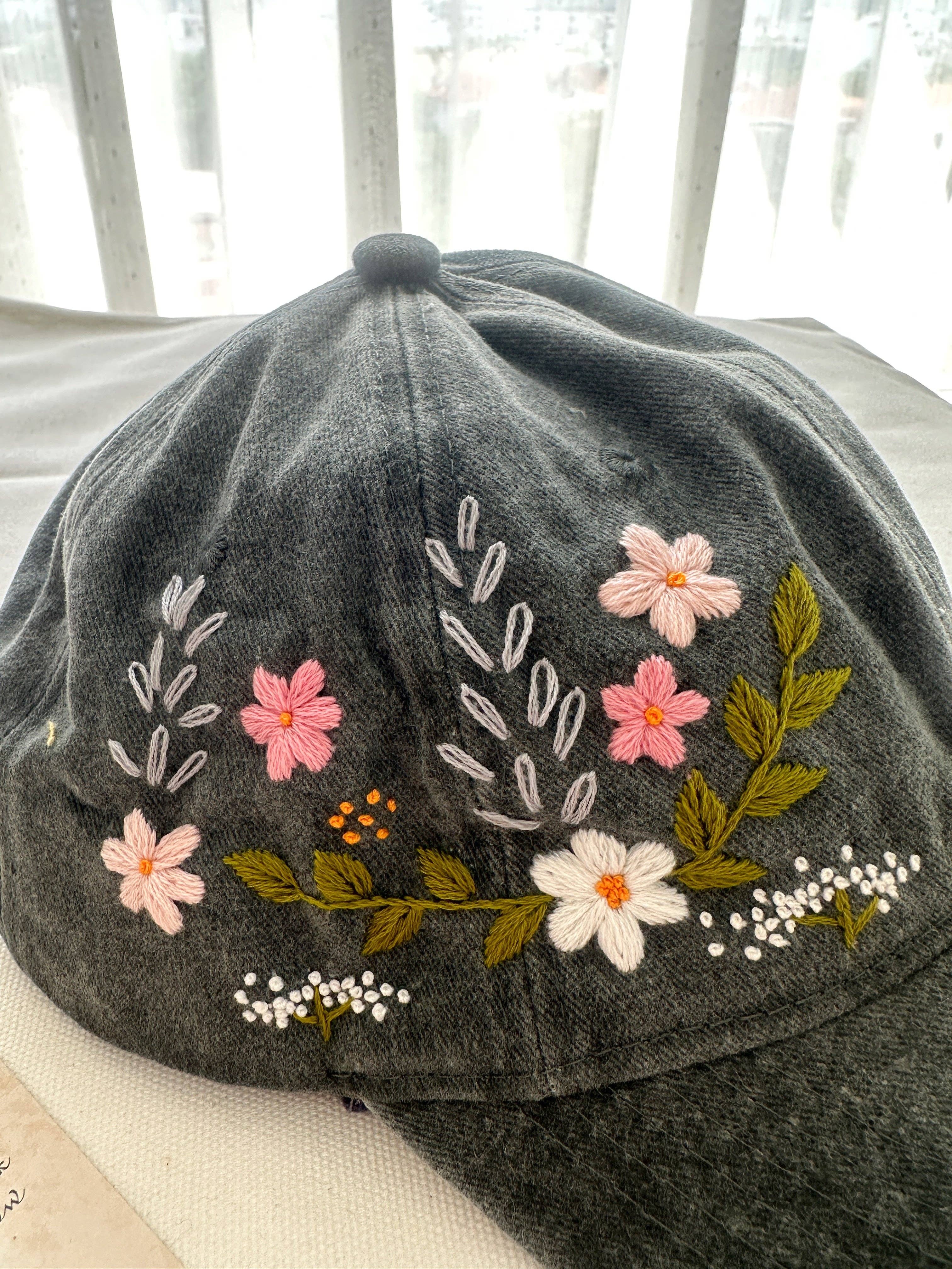Quince Fables - Vente Casquette de baseball – femme - Casquette de baseball brodée Flower Garden✅1