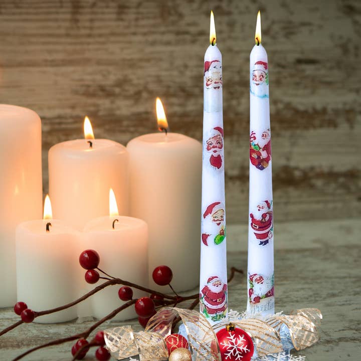 Designs by Michaela - Wholesale Tapered Candle/Candlestick - Vintage Inspired Santa Christmas Taper Candles Home Decor