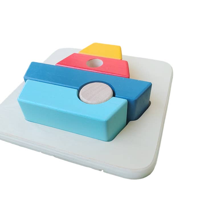 BASS&BASS - Wholesale Puzzle - Kids - 3D Wooden Puzzle Boat - Assemble & Stack1