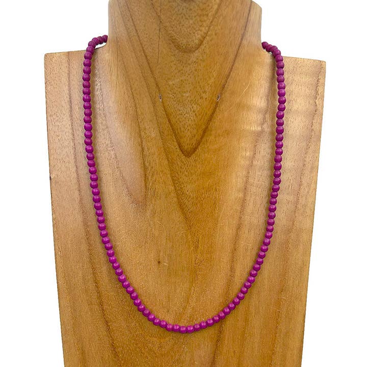 NKY250525-08 Collar de cuentas de piedra morada de 18'' 4mm para venta al por mayor de Western Elite Jewelry