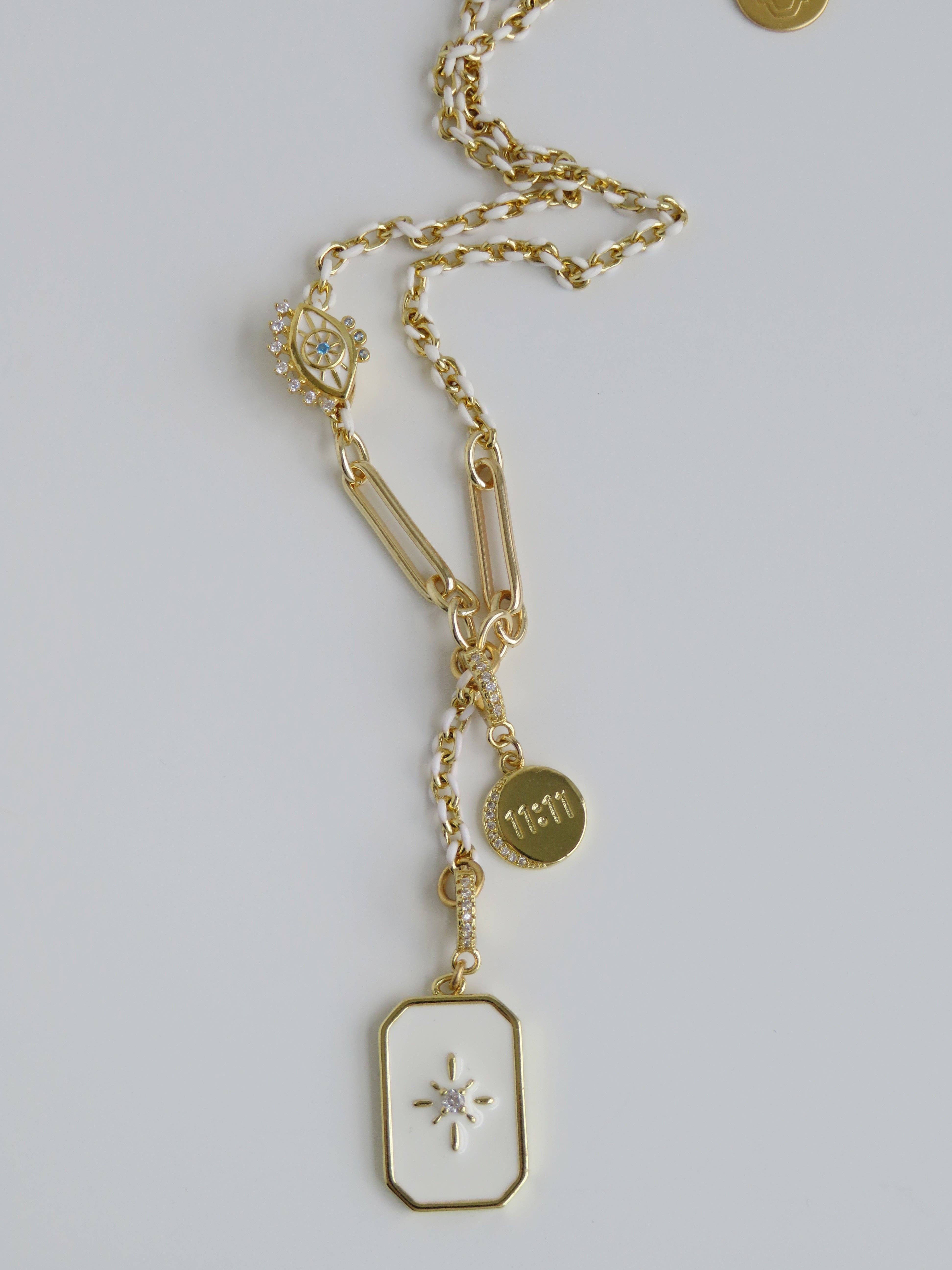 Boutique Suarez Co. - Wholesale Y-Neck/Lariat Necklace - White Oval Link Lariat Charm Holder Necklace10