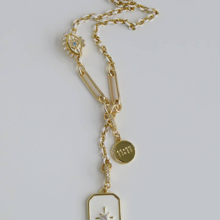 Boutique Suarez Co. - Wholesale Y-Neck/Lariat Necklace - White Oval Link Lariat Charm Holder Necklace10