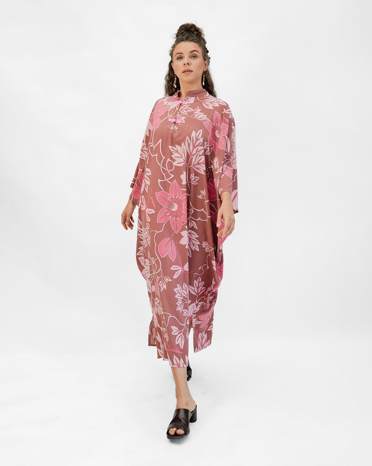 Balizen Direct from Bali - Wholesale Kaftan - Women's - NEW | High Neck Kaftan Dress | Big Passion Flower Sienna3