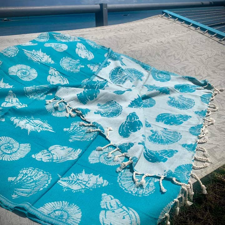 SHELLS vändbar Fouta strandhandduk 1mx2m för wholesale av Pink Manta By Le Comptoir Paris