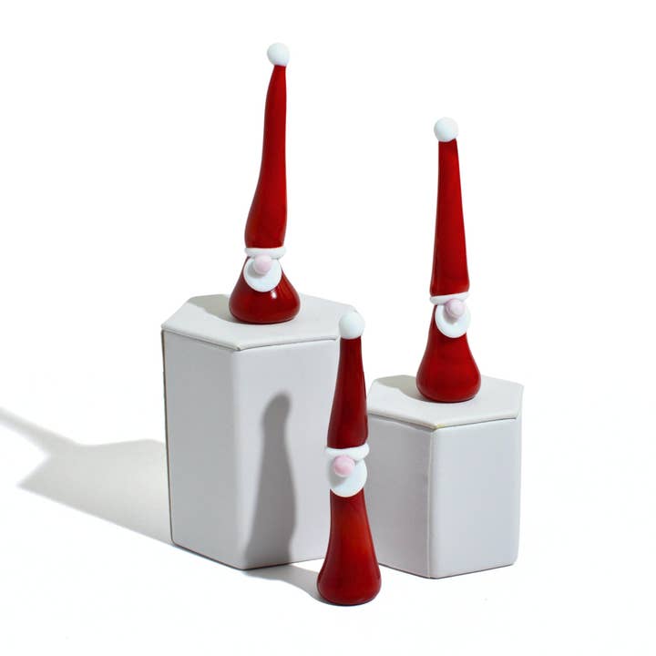 Via Graceffo - Wholesale Christmas Decoration - Murano Glass Gnome Santa Figurines - Set of 3
