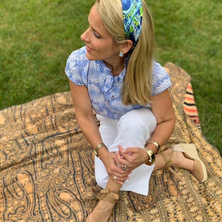 Royal Blue Elephant Walk - Chinoiserie in the Jungle sjaal van 100% zijde van keperstof voor wholesale door Grey Hall Design