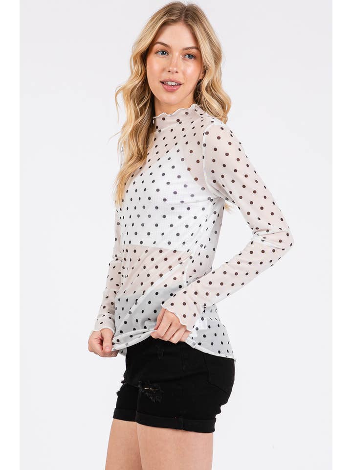 Sewn and Seen - Wholesale Shirt - Women's - Polka Dot mesh Long Sleeve Top11