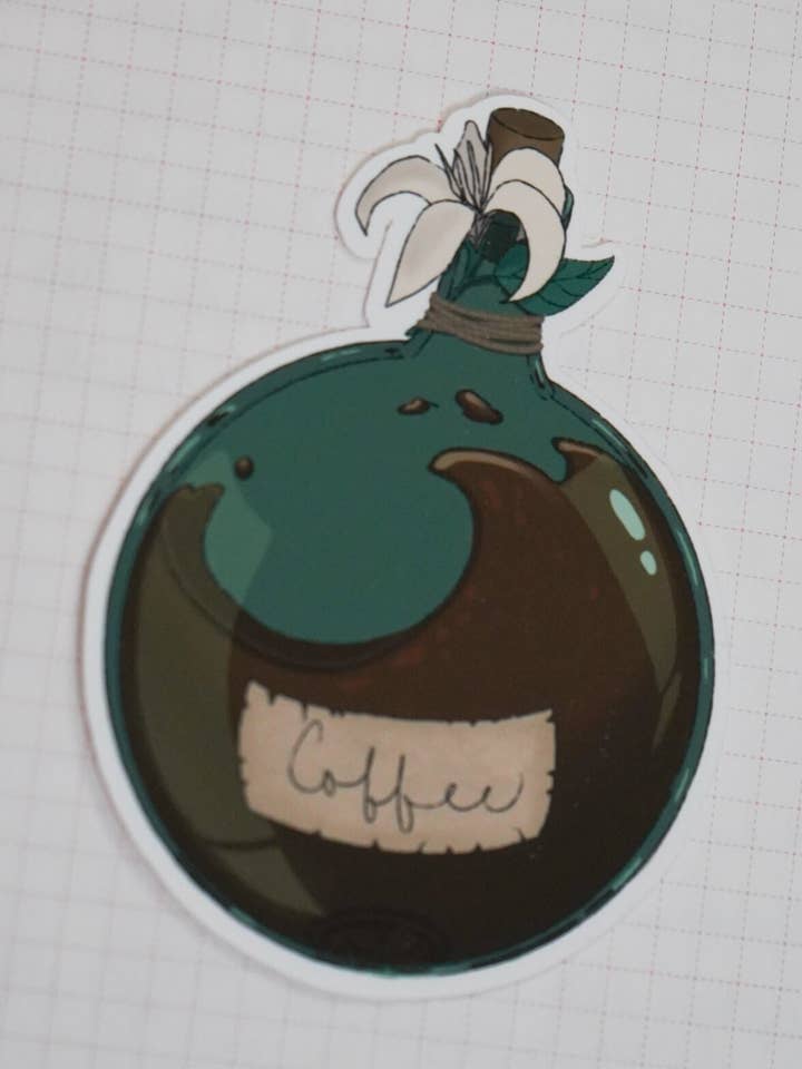 Coffee Potion Sticker - Waterproof Sticker for wholesale by Housecat Creative