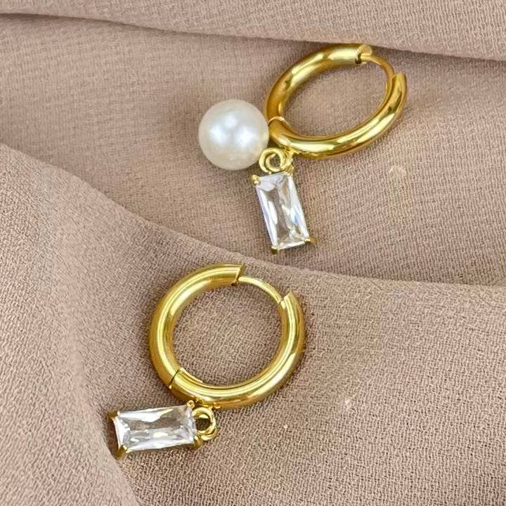 Juniper White CZ Hoop Earrings for wholesale by Lumini Jewelry