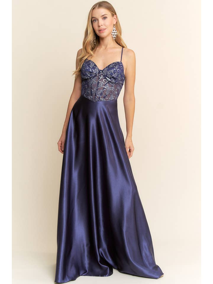 Maniju - Vente Robe de soirée – femme - ROBE LONGUE CORSET AVEC DÉTAILS PAILLETÉS4