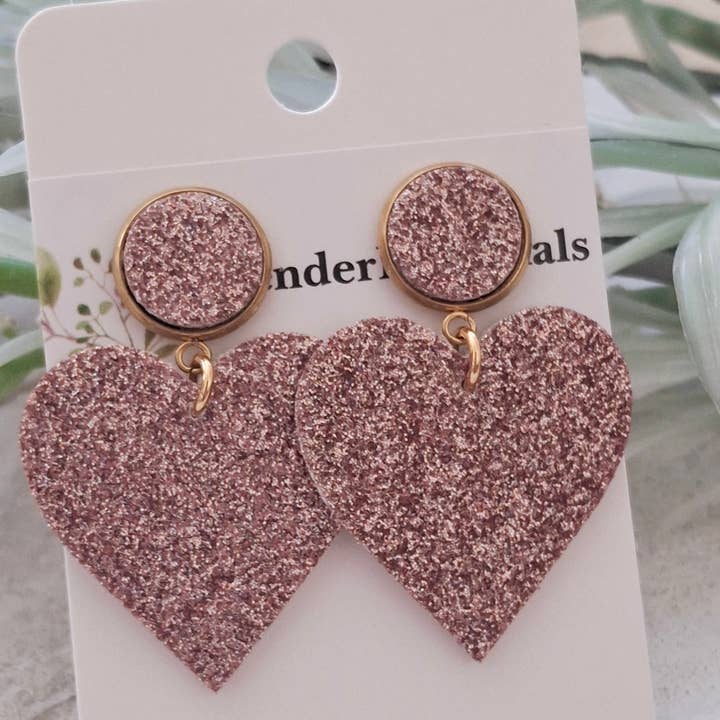 Cœurs Pendants - Rose & Or, Boucles d'Oreilles de Saint-Valentin pour la vente par TenderEssentials ~ handmade jewelry