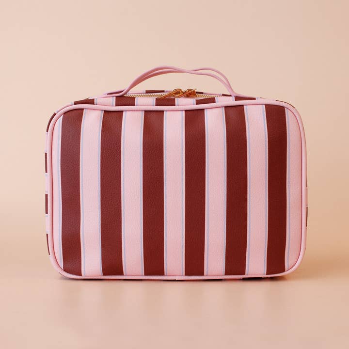 Fox & Fallow - Wholesale Make-up/cosmetic bag - Burgundy Stripe Cosmetic Bag2