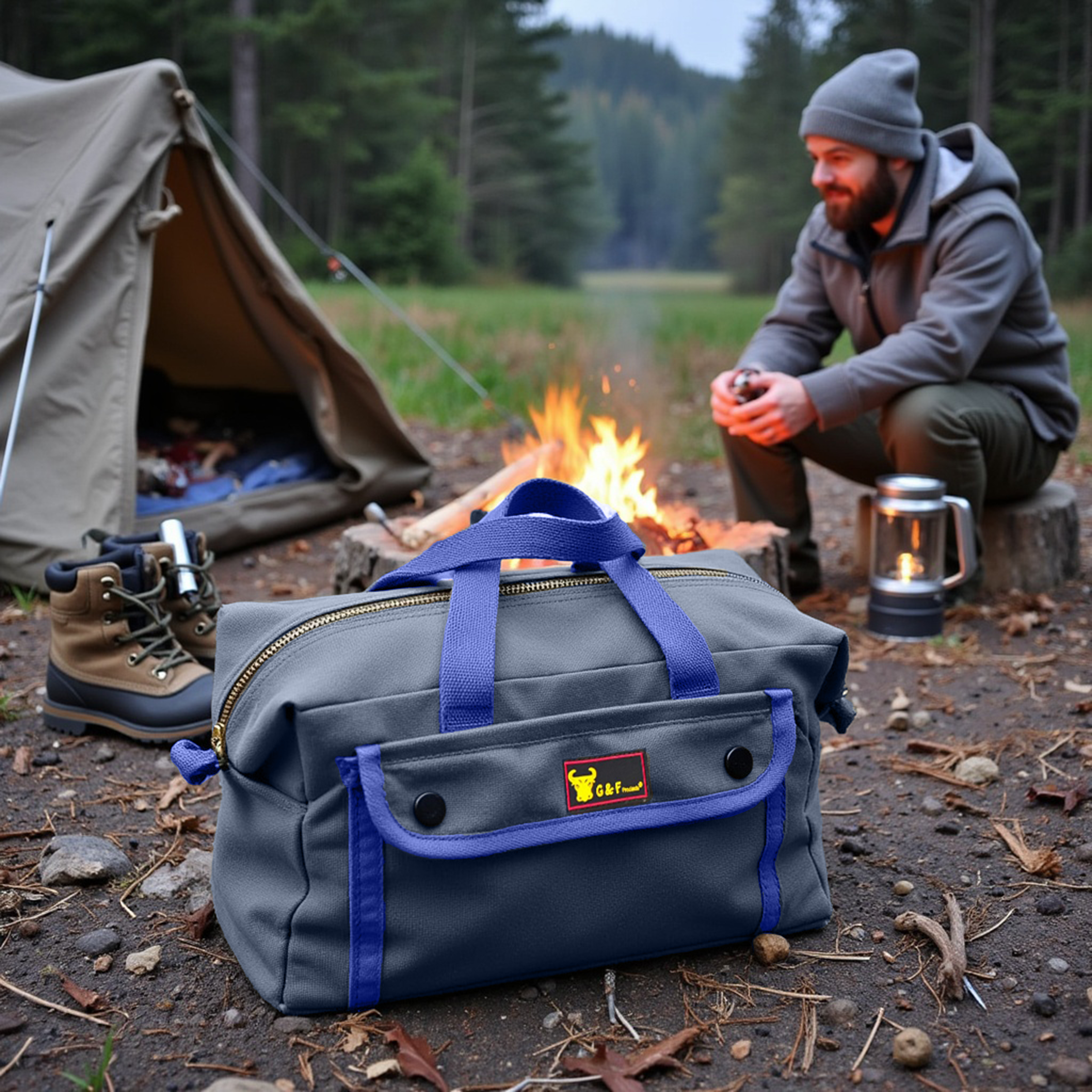 G & F Products - Vente Sac/panier à accessoires pour cheveux - Sac de sport en toile cirée de style militaire, résistant à l'eau2