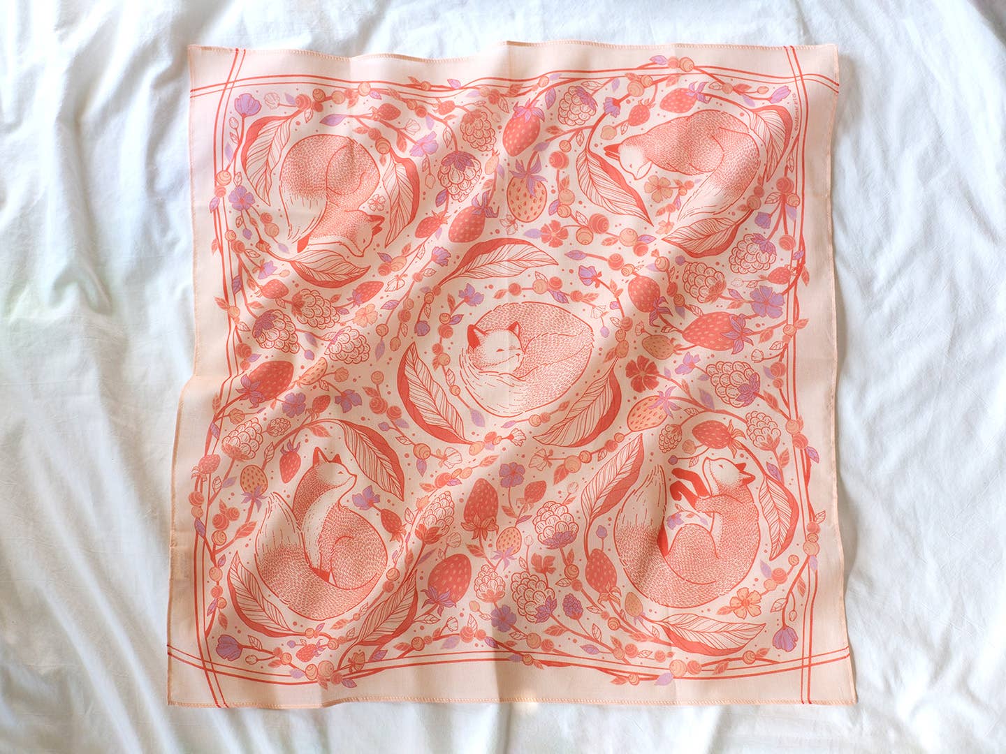 sol&mar art co. - Wholesale Bandana - Unisex - Fox&Berry Bandana Scarf (Blush)6