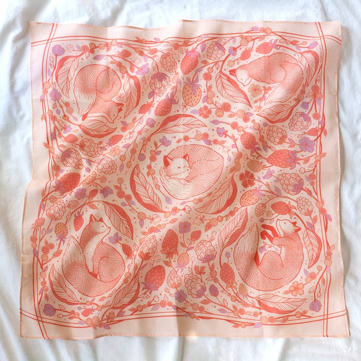 sol&mar art co. - Wholesale Bandana - Unisex - Fox&Berry Bandana Scarf (Blush)6