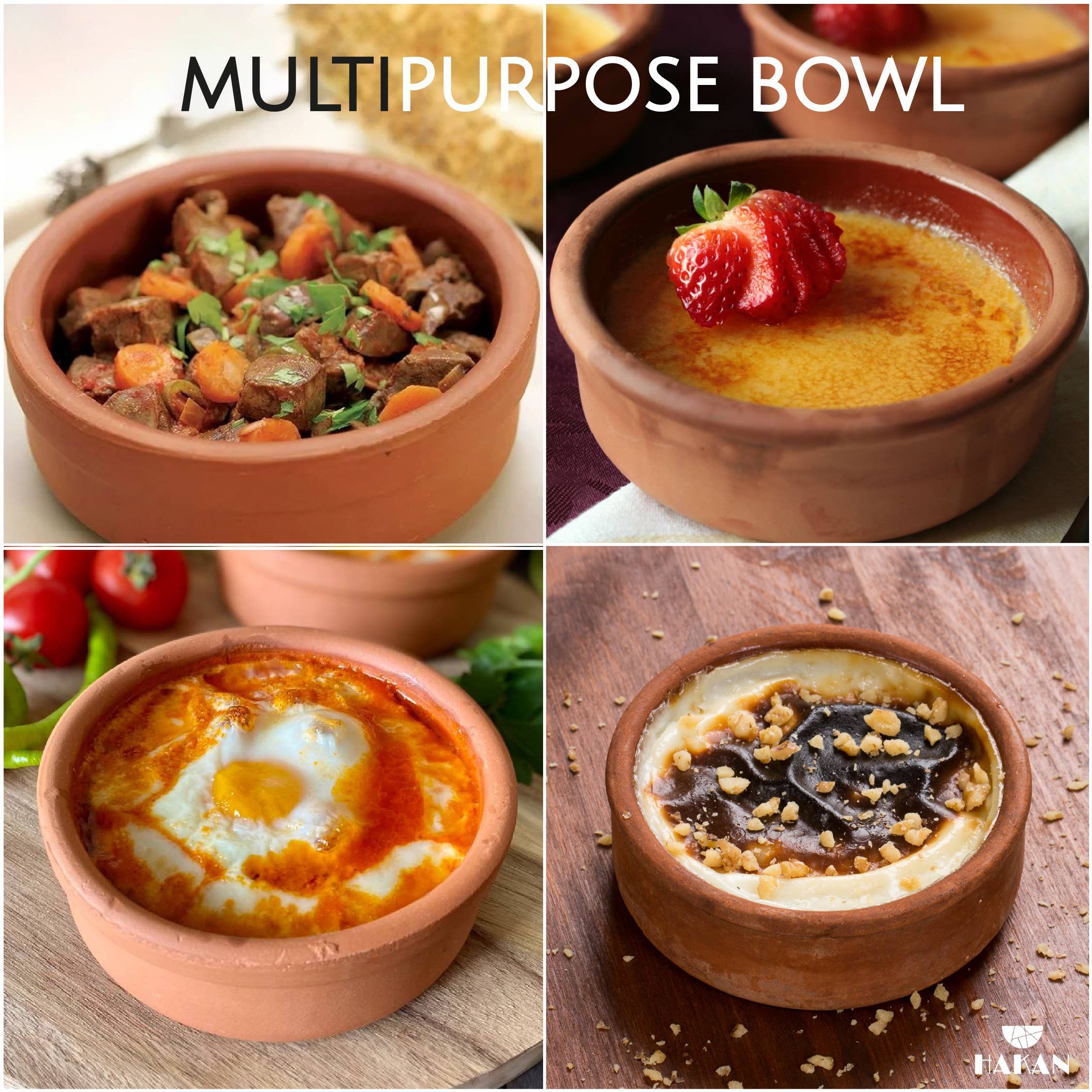 Hakan - Wholesale Cooking Pot - Hitit Clay Bowl Set of 6, Terracotta 4.5-inch Bowls Glazed8