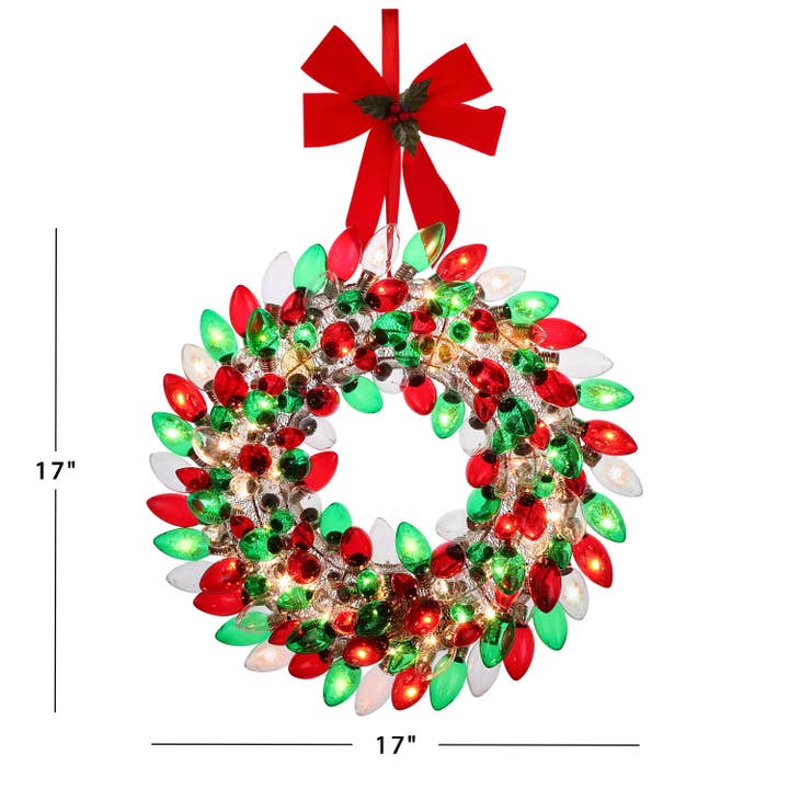 Mr. Christmas - Wholesale Wreath - C9 Bulb Collection Wreath - Red/Green/Clear2