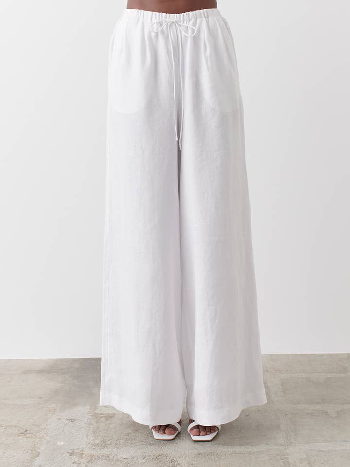 Sophia Linen Palazzo Pant | White for wholesale on Faire