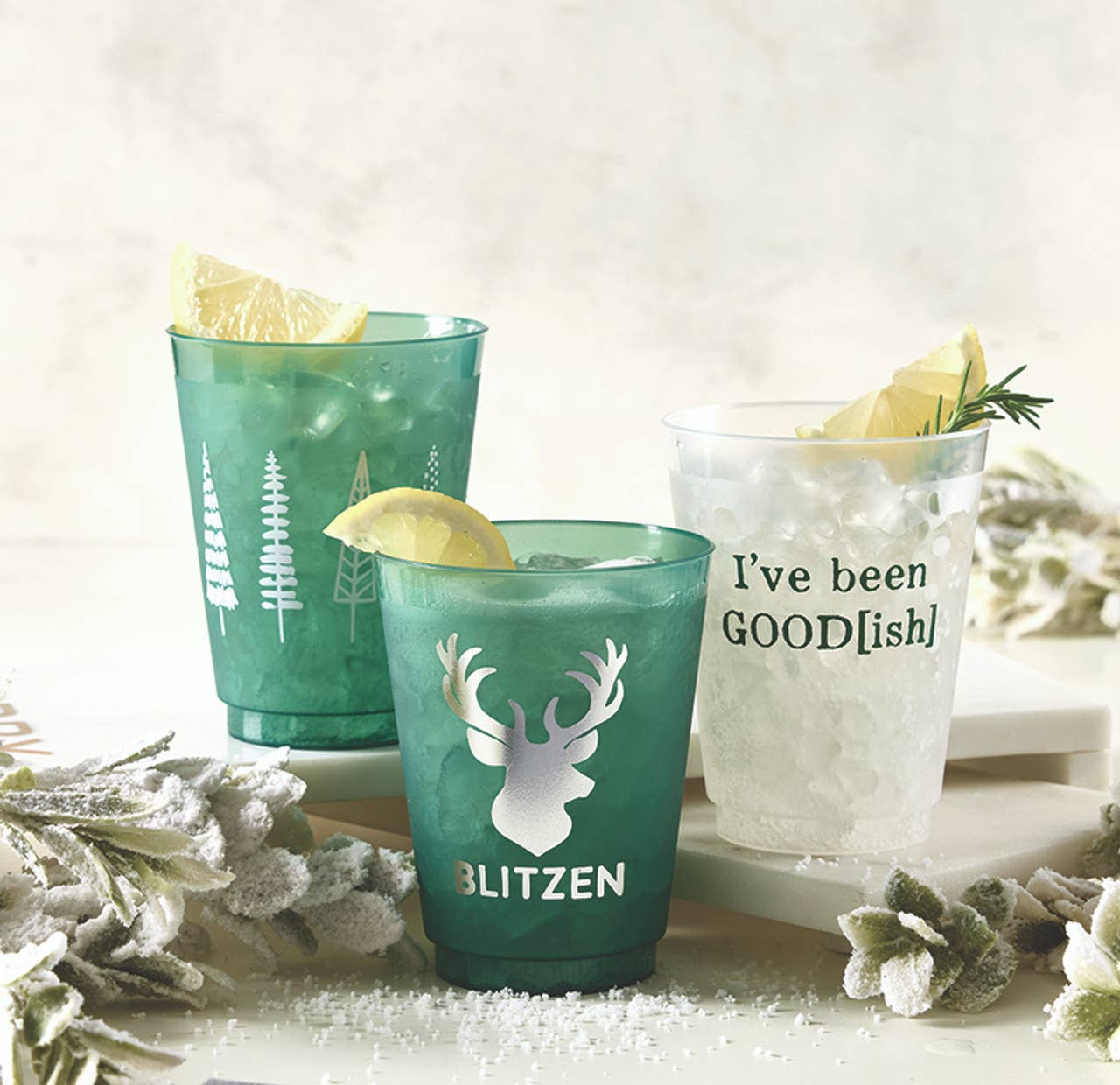 Santa Barbara Design Studio by Creative Brands - Wholesale Disposable Cup - Face to Face Frost Cups - Blitzen Reindeer - Set of 82