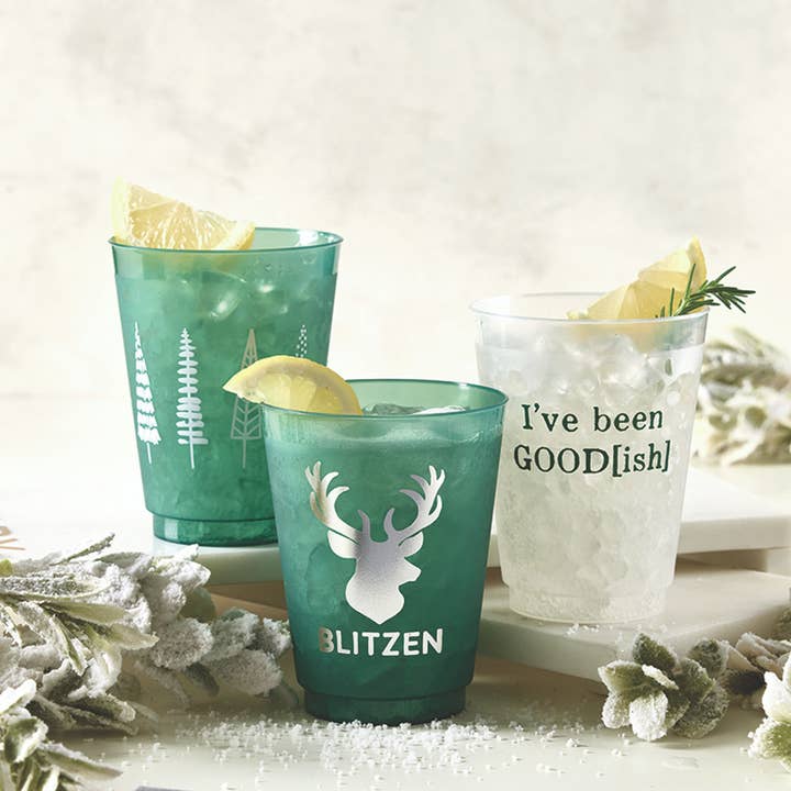 Santa Barbara Design Studio by Creative Brands - Wholesale Disposable Cup - Face to Face Frost Cups - Blitzen Reindeer - Set of 82