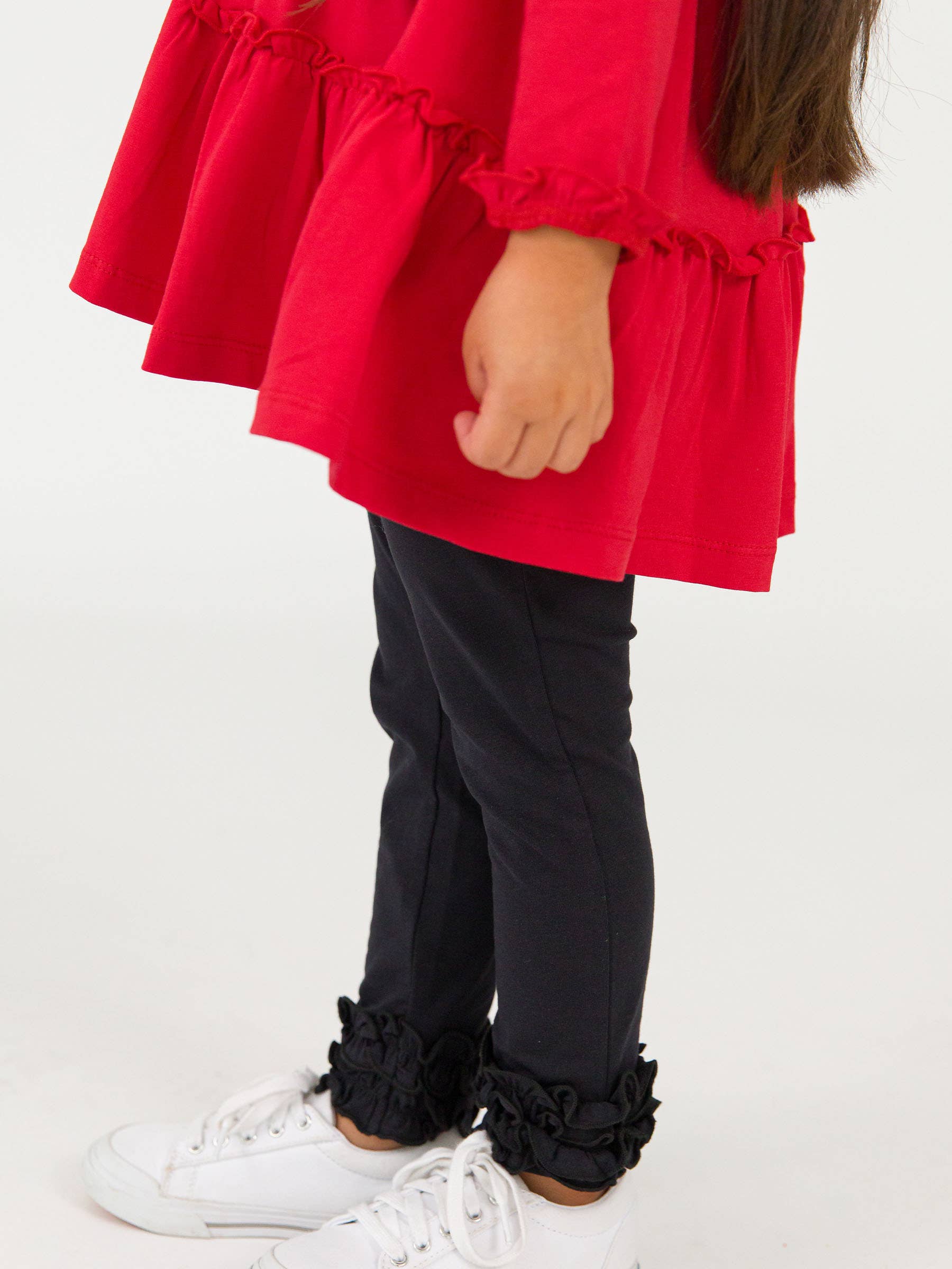 Girls Red Knit Ruffle Tiered Tunic Top for wholesale on Faire5