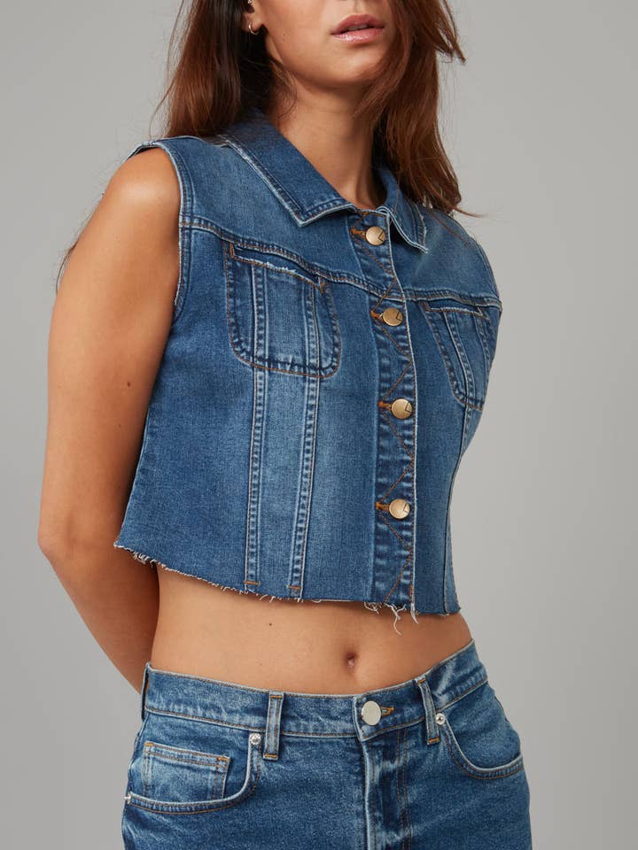 GABBIE-DIS Crop Vest for wholesale by LOLA DENIM