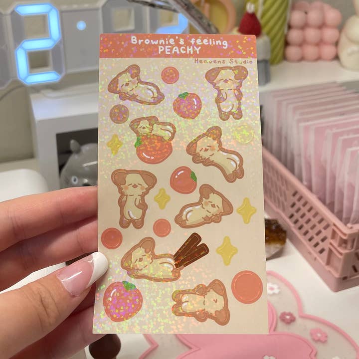 Feuille d'autocollants Feeling Peachy pour la vente par Heavens Studio